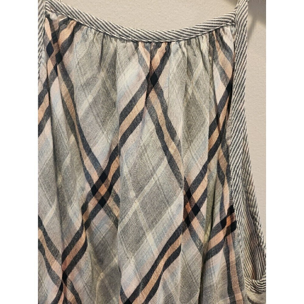 Bella Dahl Anthroplogie Plaid Spaghetti Strap Tank Sz M button closure high low - Picture 2 of 10